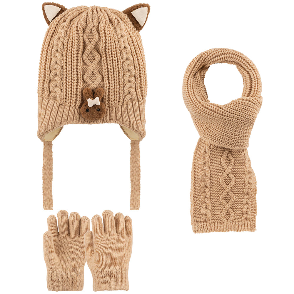 Atkı Bere Eldiven 3'lü Takım 1-4 Yaş Kız